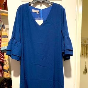 XL Navy Blue Short Ruffle Sleeve Dress